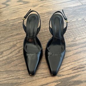 Massimo Dutti Black Leather Heels